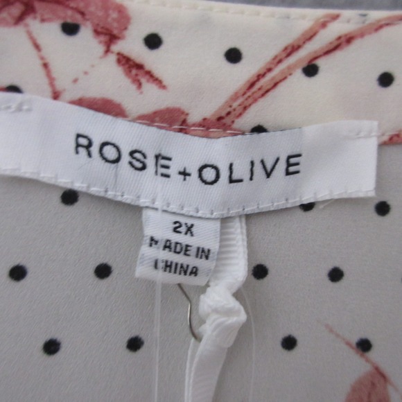 Rose & Olive Top Tunic Plus 2X Floral Polka Dot Cottage Core Boho Popover‎ NWT - Picture 4 of 11